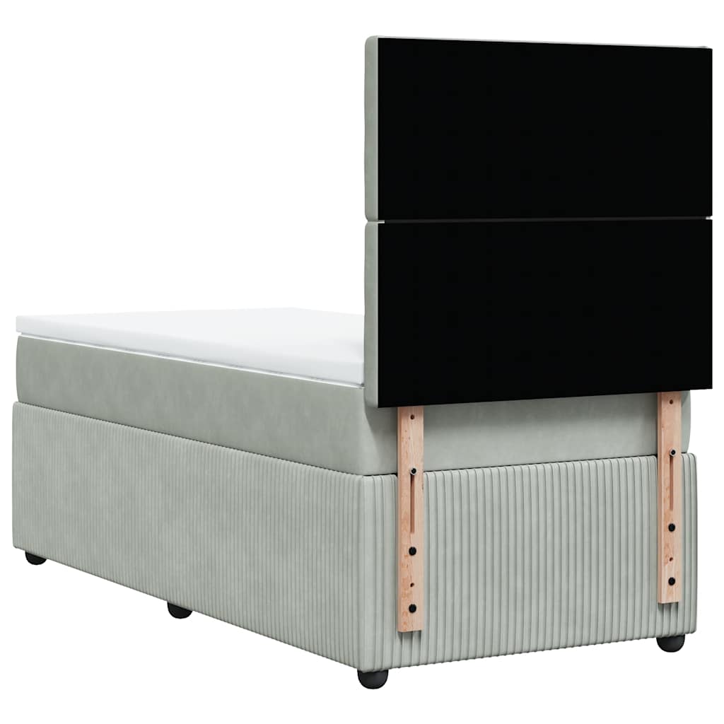 Box spring krevet s madracem svjetlosivi 100x200 cm baršunasti