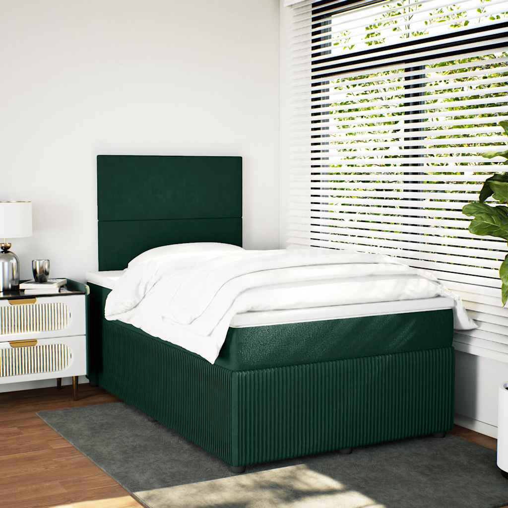 Krevet box spring s madracem tamnozeleni 120x190 cm baršunasti