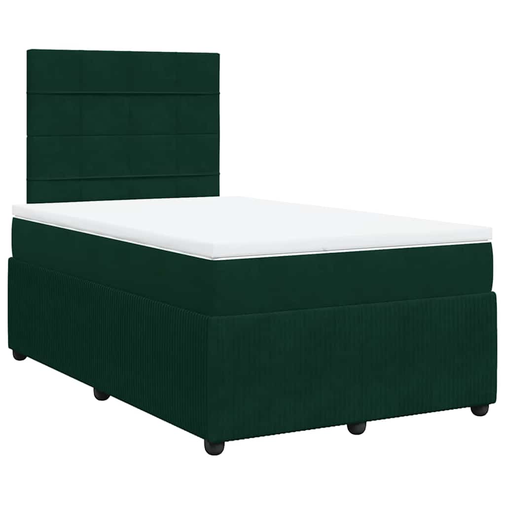 Krevet box spring s madracem tamnozeleni 120x190 cm baršunasti