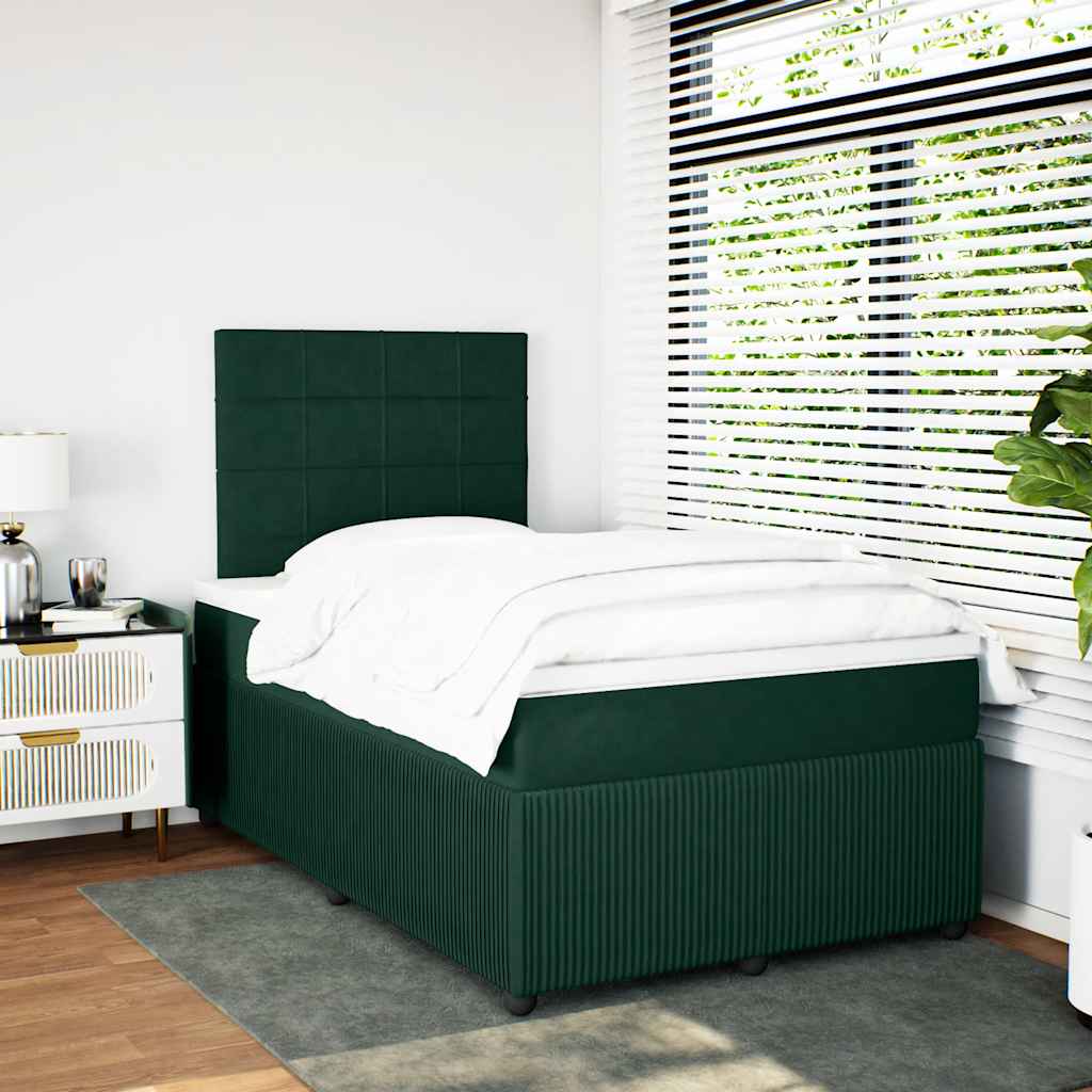 Krevet box spring s madracem tamnozeleni 120x190 cm baršunasti