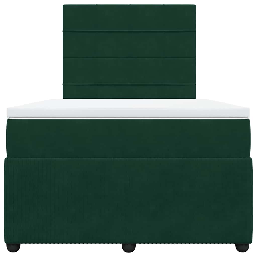 Krevet box spring s madracem tamnozeleni 120x190 cm baršunasti