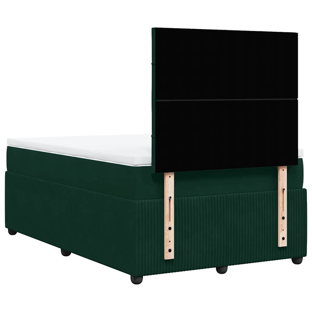 Krevet box spring s madracem tamnozeleni 120x190 cm baršunasti