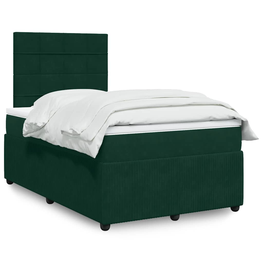 Krevet box spring s madracem tamnozeleni 120x190 cm baršunasti