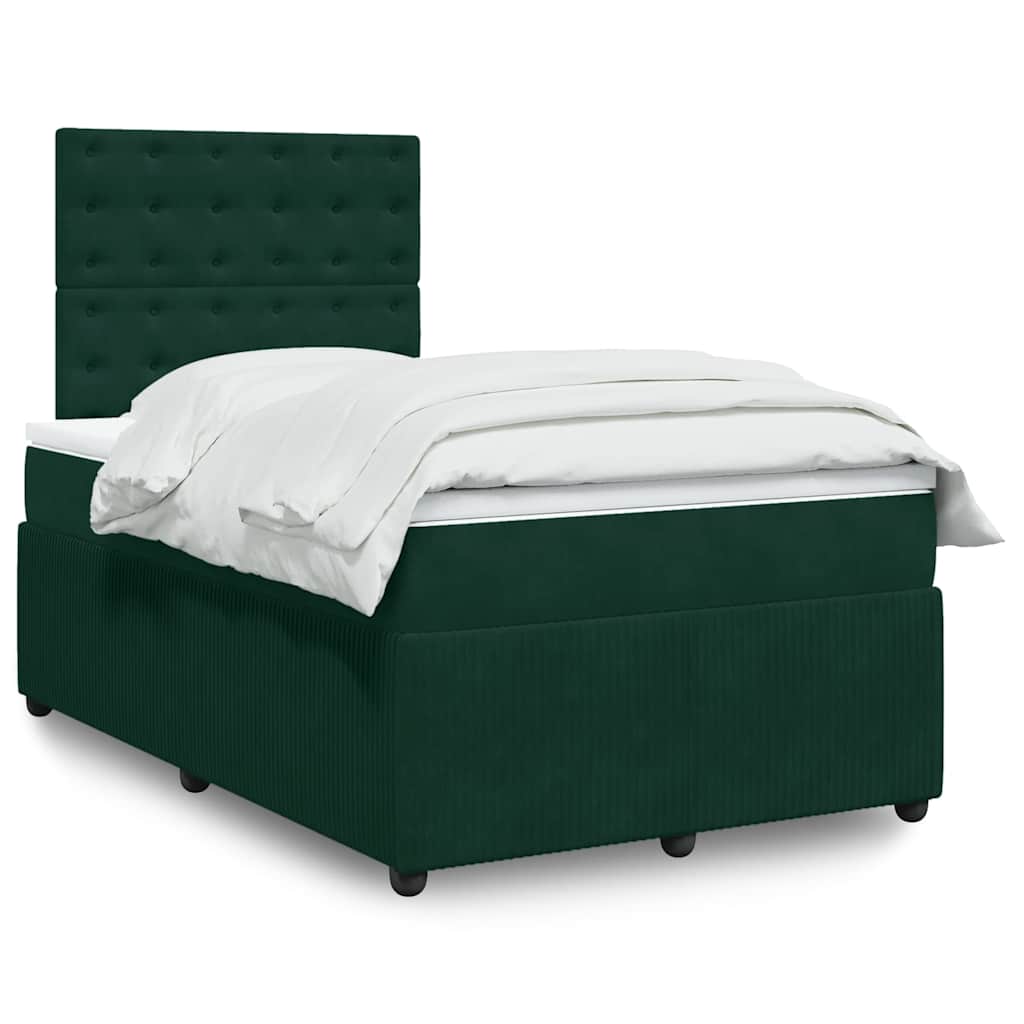 Krevet box spring s madracem tamnozeleni 120x190 cm baršunasti