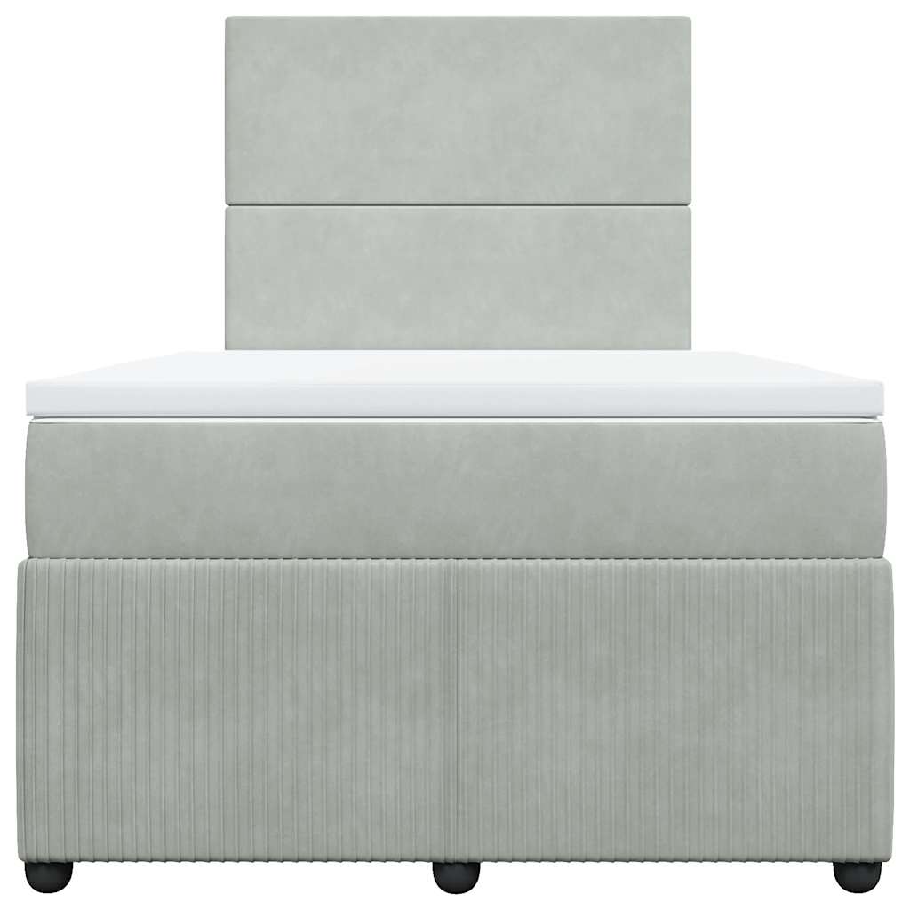Box spring krevet s madracem svjetlosivi 120x200 cm baršunasti