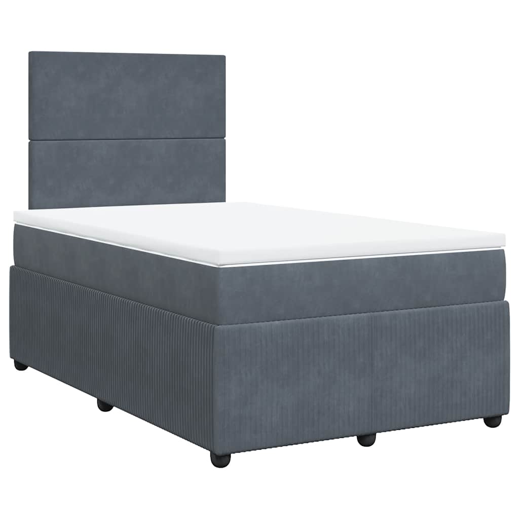 Box spring krevet s madracem tamnosivi 120 x 200 cm baršunasti