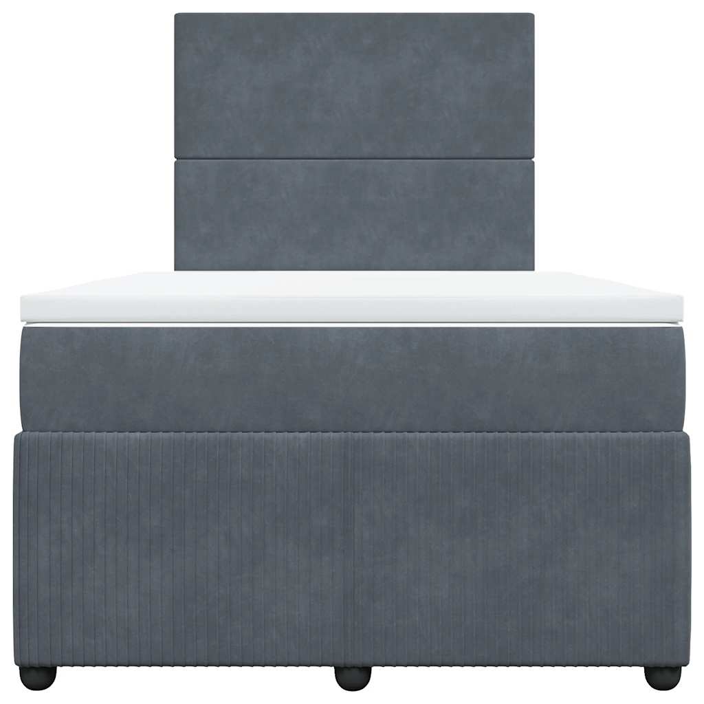 Box spring krevet s madracem tamnosivi 120 x 200 cm baršunasti