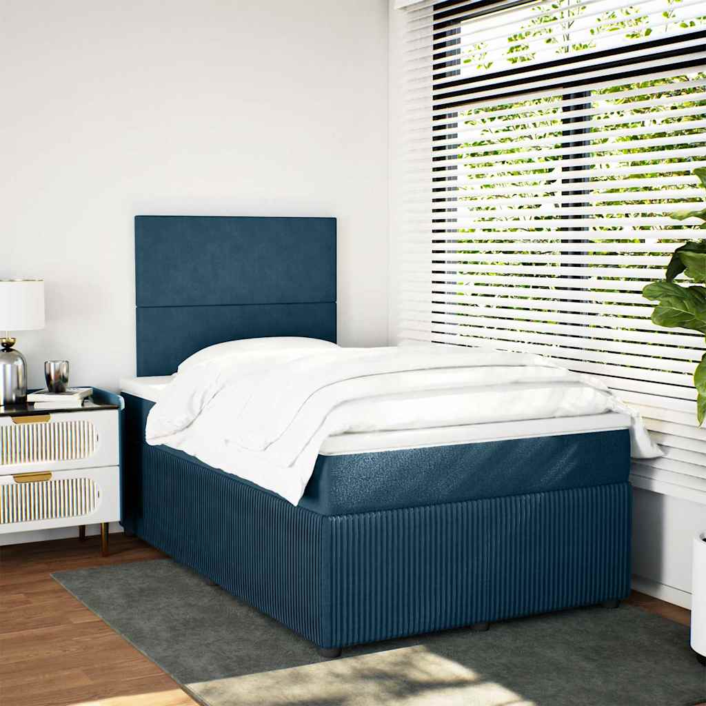 Box spring krevet s madracem tamnoplavi 120 x 200 cm baršunasti