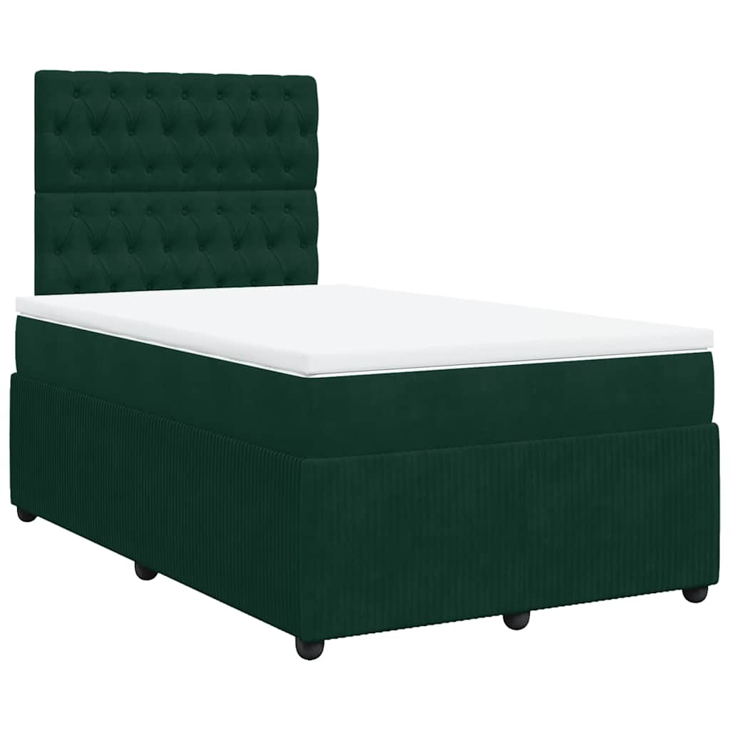 Box spring krevet s madracem tamnozeleni 120x200 cm baršunasti