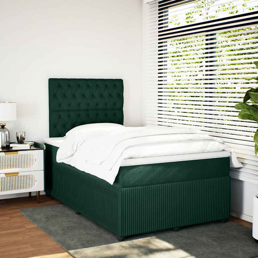 Box spring krevet s madracem tamnozeleni 120x200 cm baršunasti