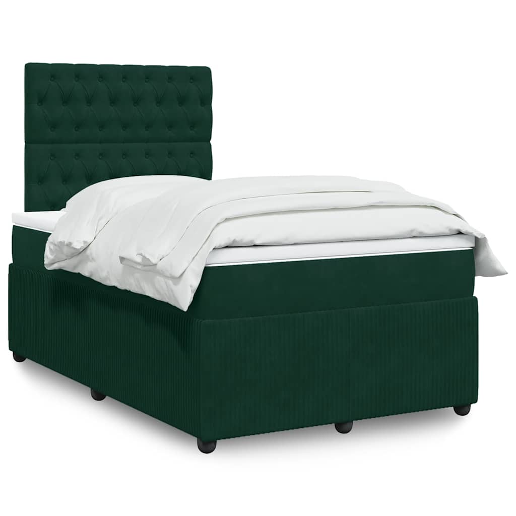 Box spring krevet s madracem tamnozeleni 120x200 cm baršunasti