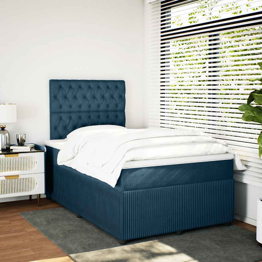 Box spring krevet s madracem tamnoplavi 120 x 200 cm baršunasti