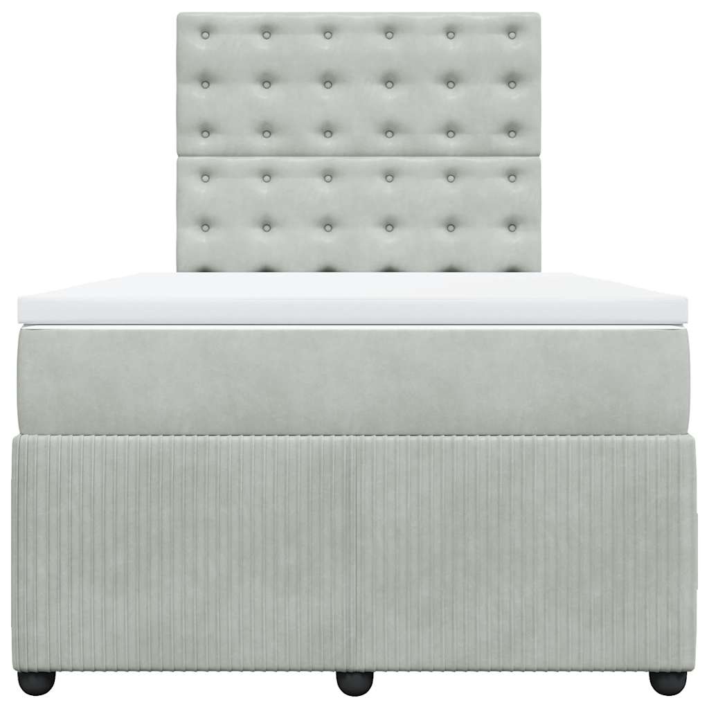Box spring krevet s madracem svjetlosivi 120x200 cm baršunasti