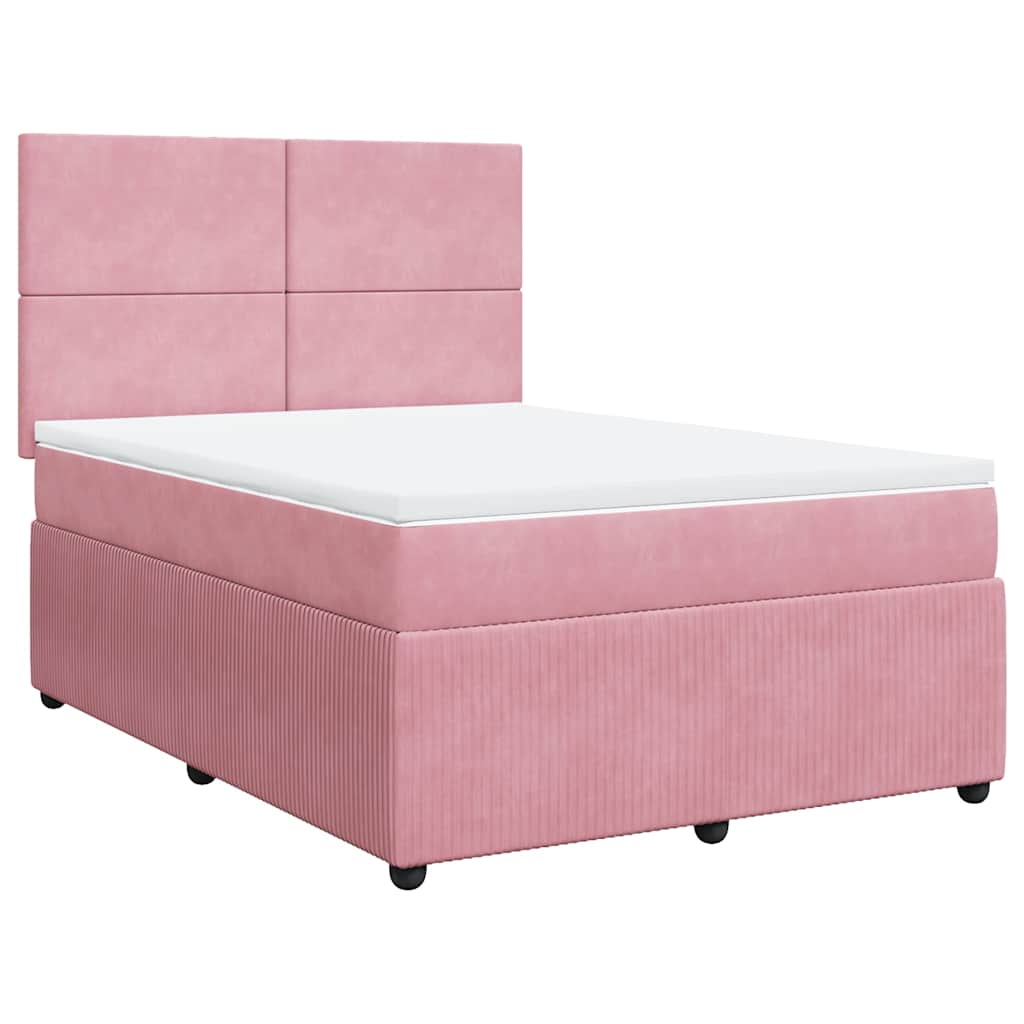 Krevet s oprugama i madracem ružičasti 140x190 cm baršunasti