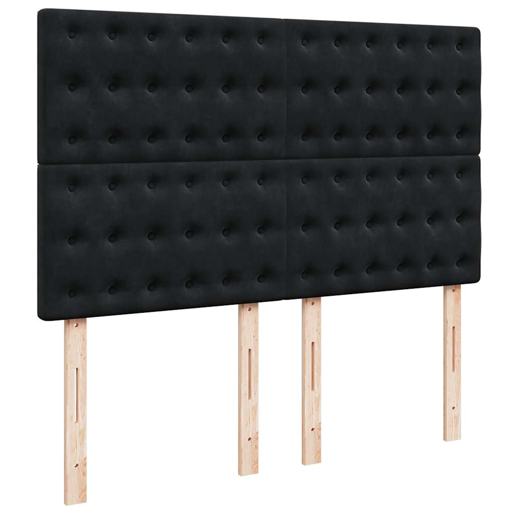 Krevet s oprugama i madracem crni 160x200 cm baršunasti