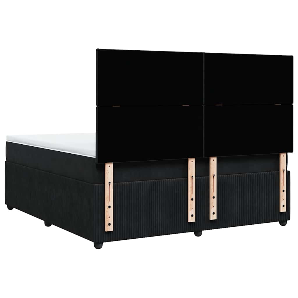 Krevet s oprugama i madracem crni 180x200 cm baršunasti