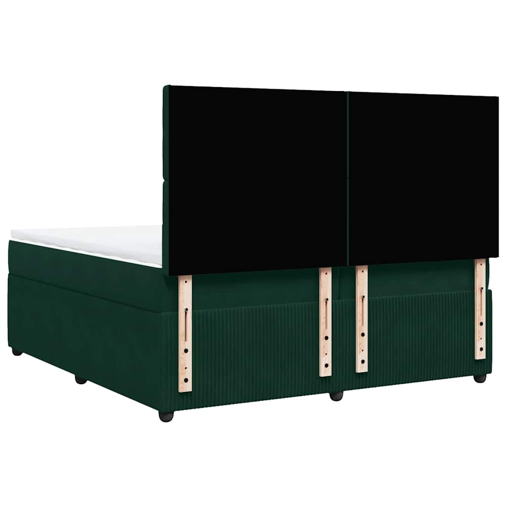 Krevet s oprugama i madracem tamnozeleni 200x200 cm baršunasti