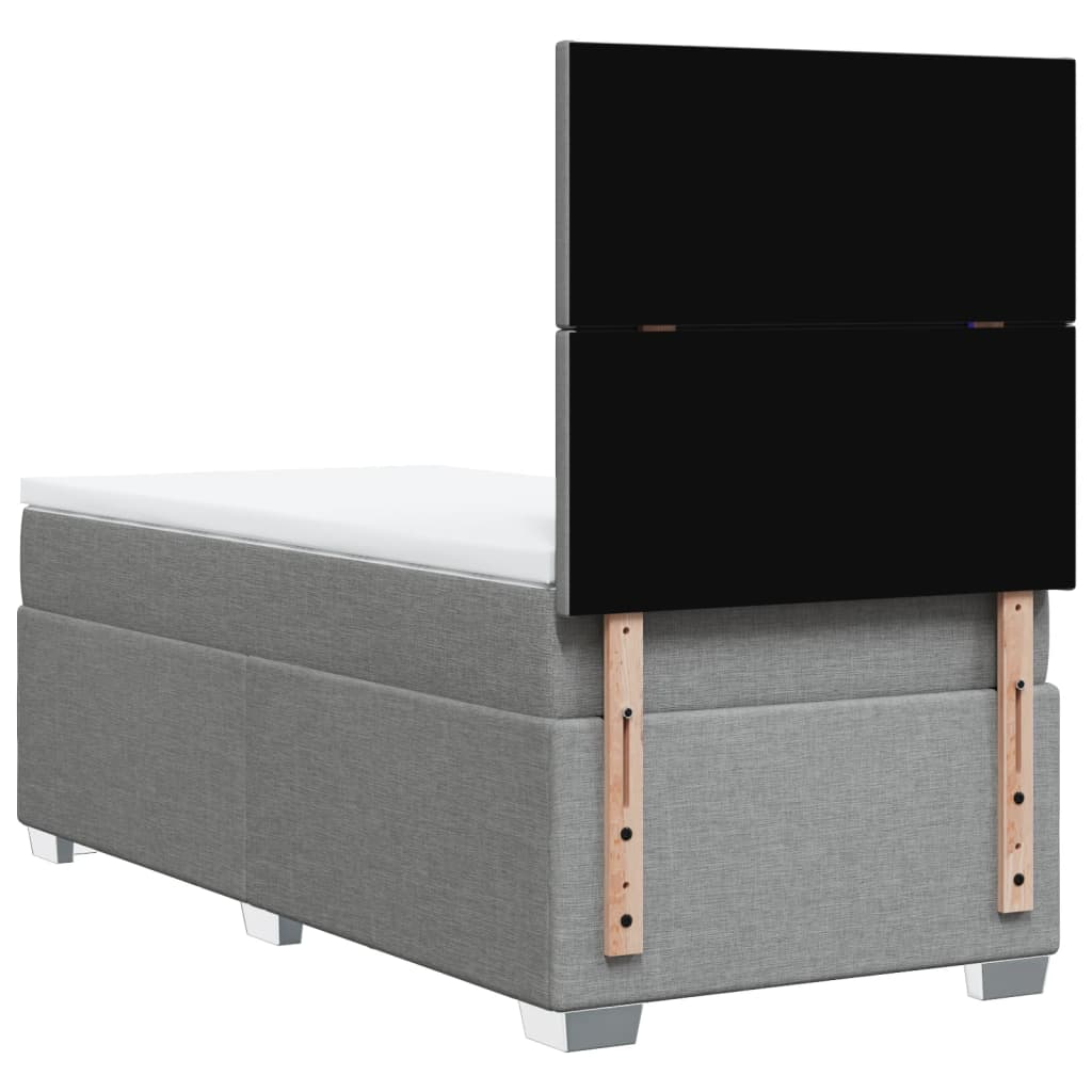 Box spring krevet s madracem svjetlosivi 90x190 cm od tkanine