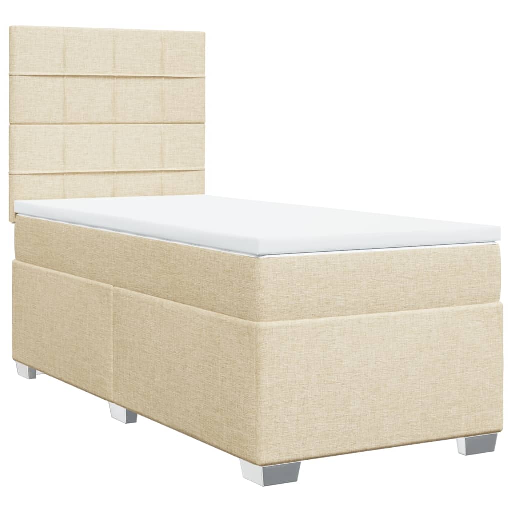Krevet s oprugama i madracem krem 90 x 190 cm od tkanine
