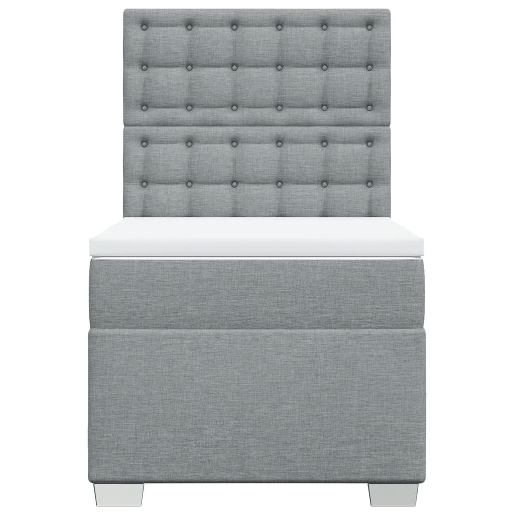 Box spring krevet s madracem svjetlosivi 90x190 cm od tkanine