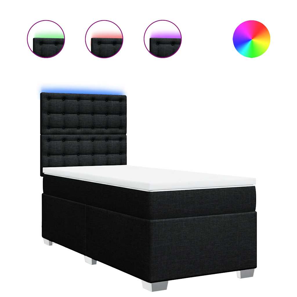 Box spring krevet s madracem crni 90x190 cm od tkanine