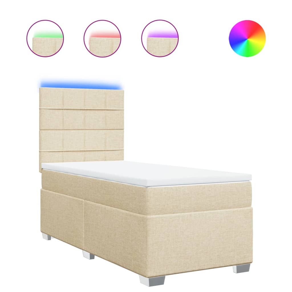Krevet s oprugama i madracem krem 100 x 200 cm od tkanine