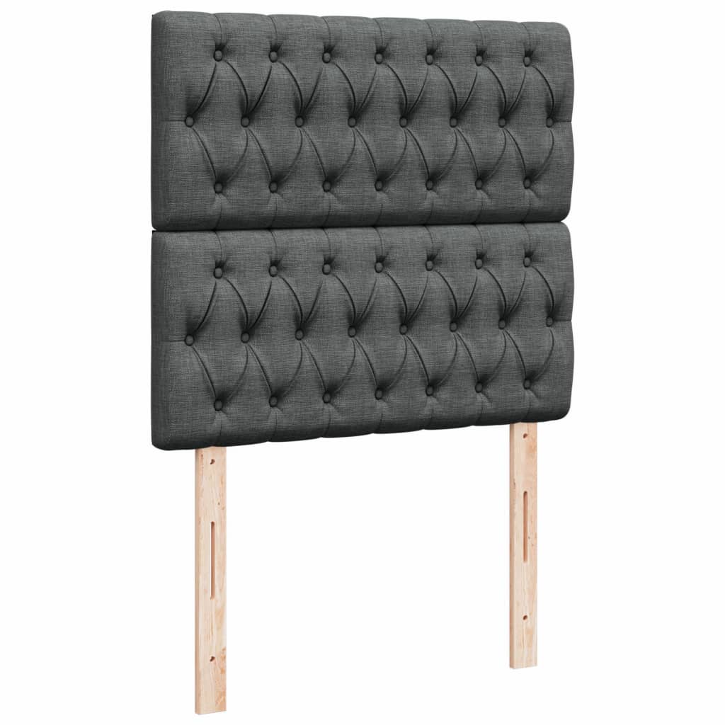 Krevet s oprugama i madracem tamnosivi 100 x 200 cm od tkanine
