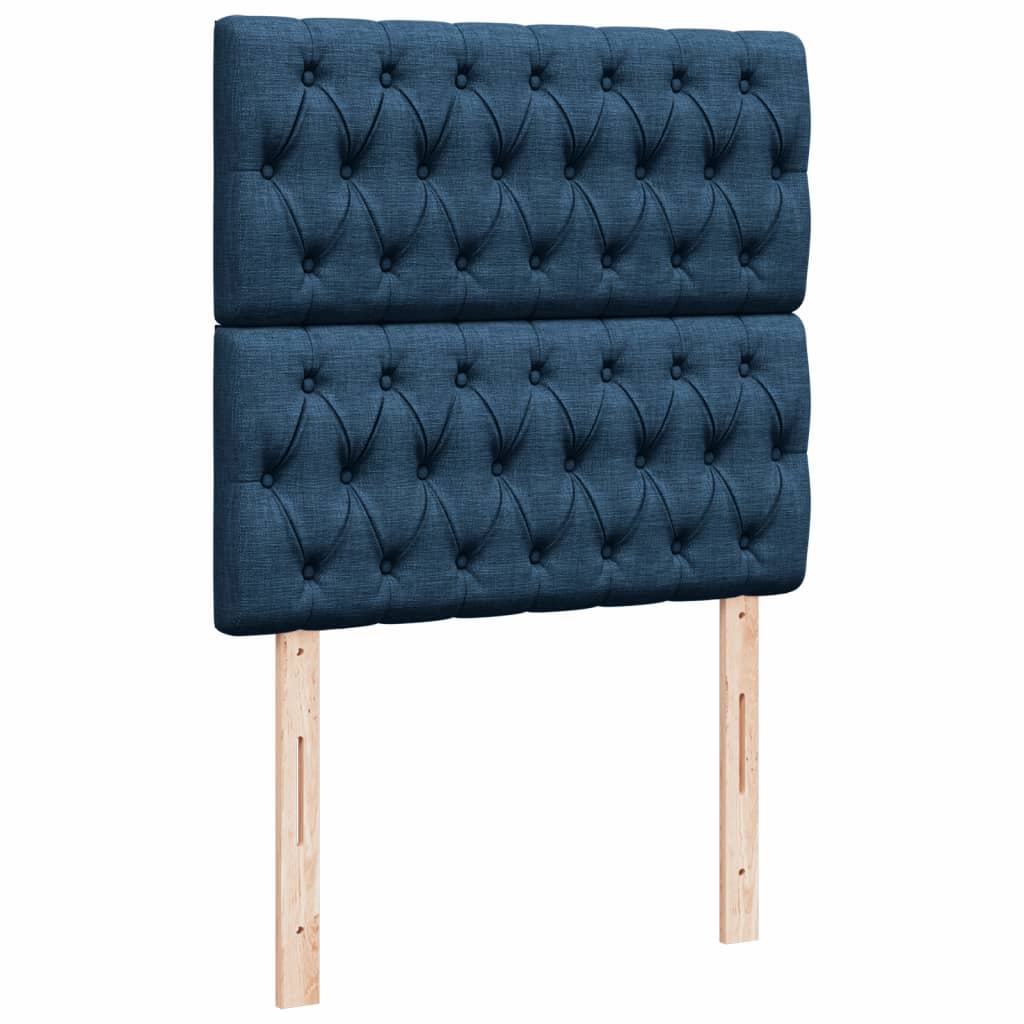 Krevet s oprugama i madracem plavi 100 x 200 cm od tkanine
