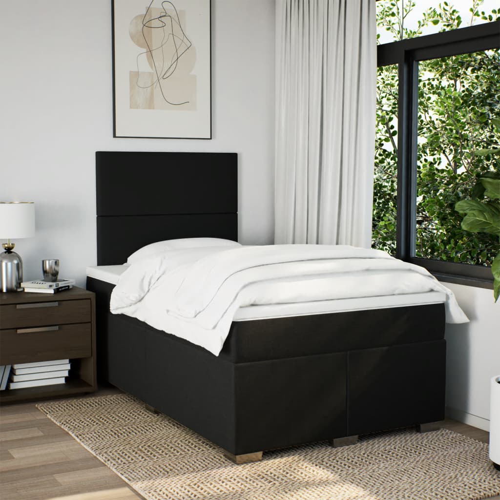 Krevet box spring s madracem crni 120 x 190 cm od tkanine