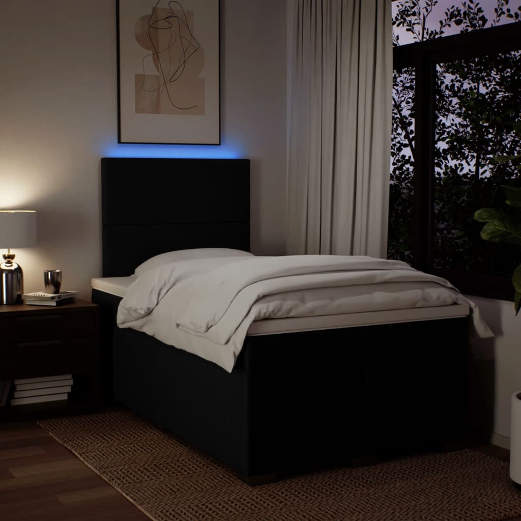 Krevet box spring s madracem crni 120 x 190 cm od tkanine