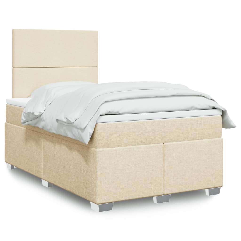 Krevet box spring s madracem krem 120 x 190 cm od tkanine