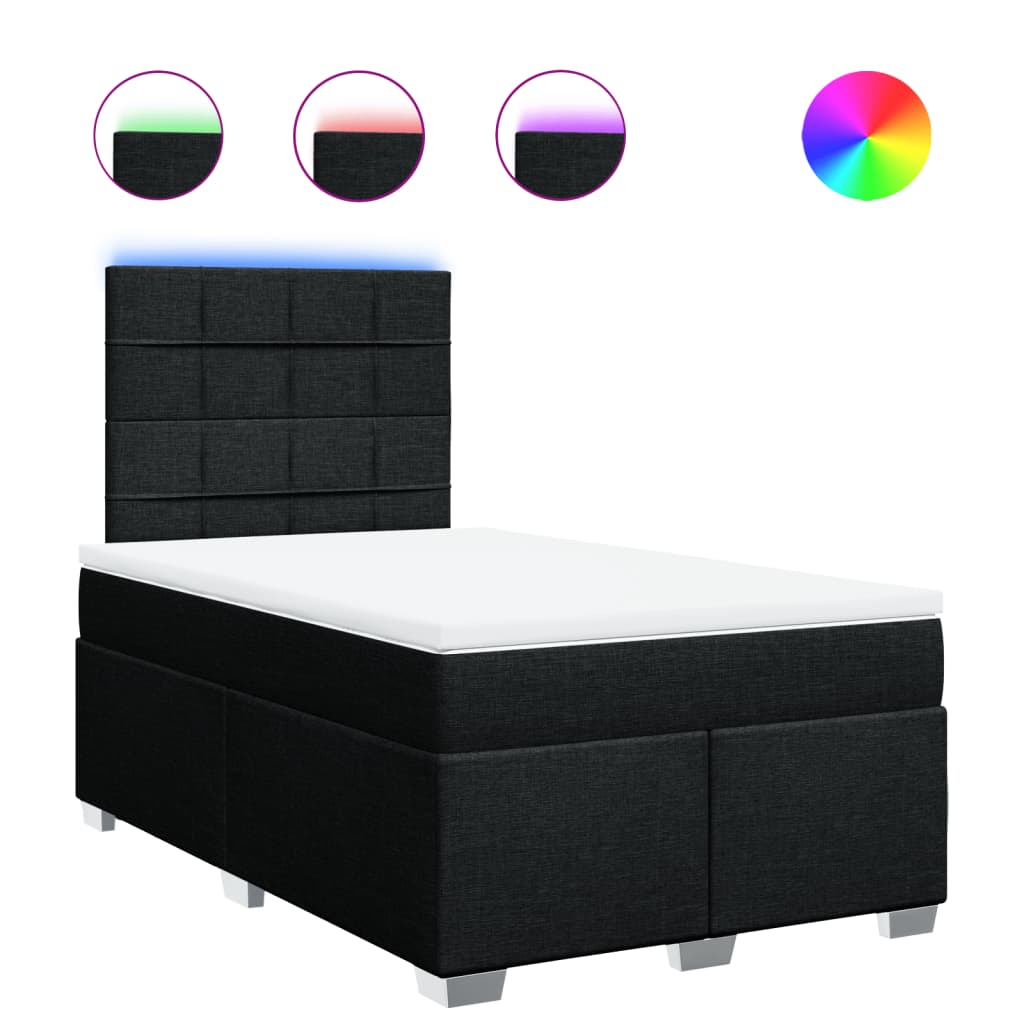 Krevet box spring s madracem crni 120 x 190 cm od tkanine