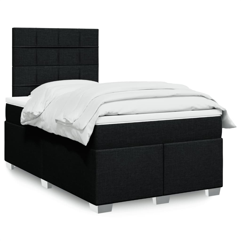 Krevet box spring s madracem crni 120 x 190 cm od tkanine