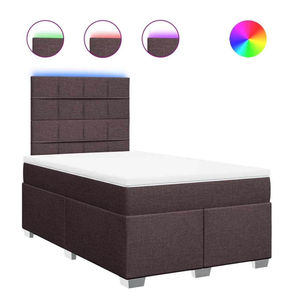 Krevet box spring s madracem tamnosmeđi 120 x 190 cm od tkanine