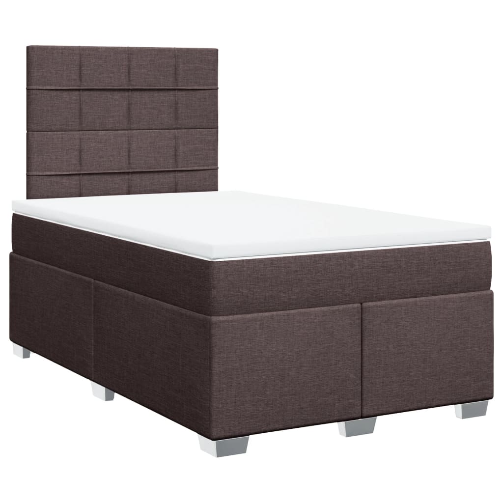 Krevet box spring s madracem tamnosmeđi 120 x 190 cm od tkanine