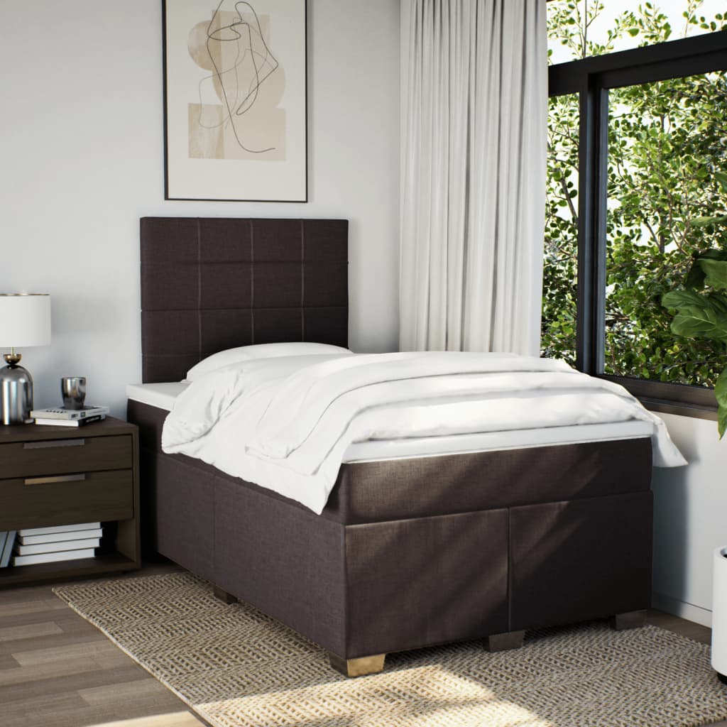 Krevet box spring s madracem tamnosmeđi 120 x 190 cm od tkanine