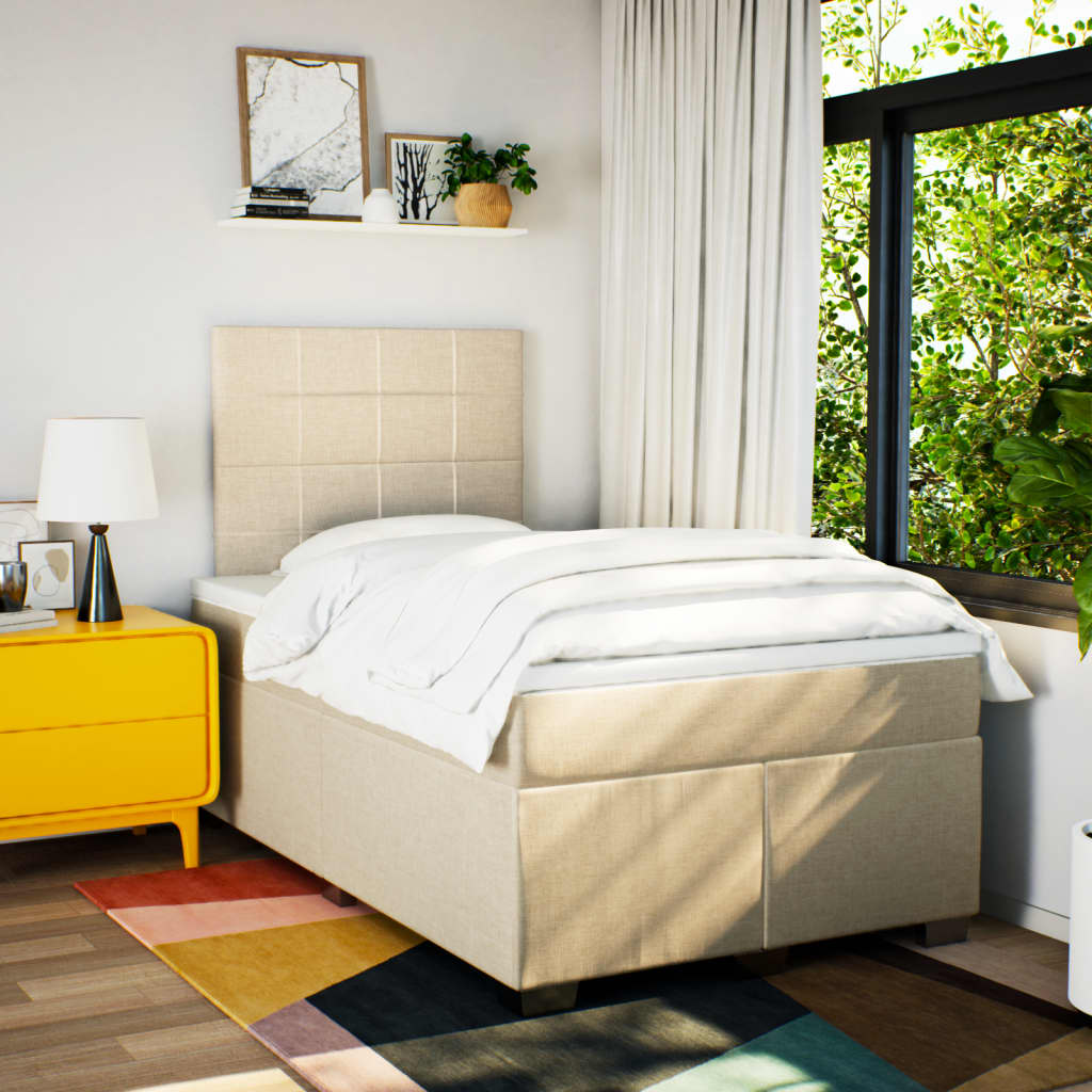 Krevet box spring s madracem krem 120 x 190 cm od tkanine