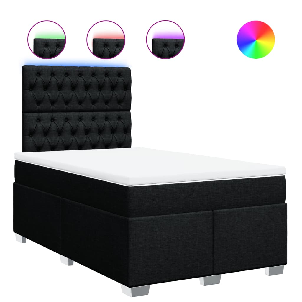 Krevet box spring s madracem crni 120 x 190 cm od tkanine