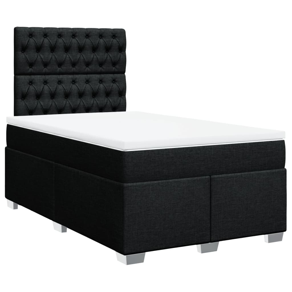 Krevet box spring s madracem crni 120 x 190 cm od tkanine