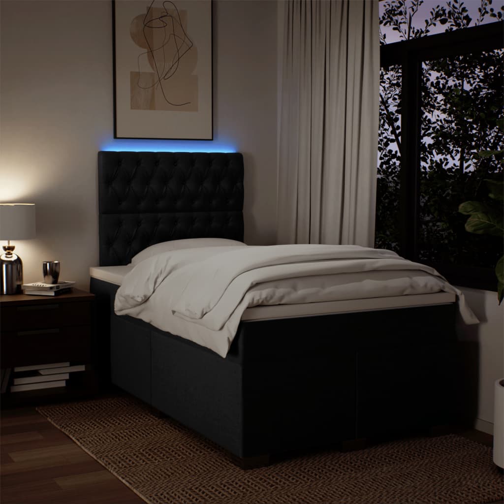 Krevet box spring s madracem crni 120 x 190 cm od tkanine