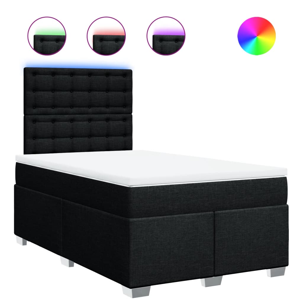 Krevet box spring s madracem crni 120 x 190 cm od tkanine