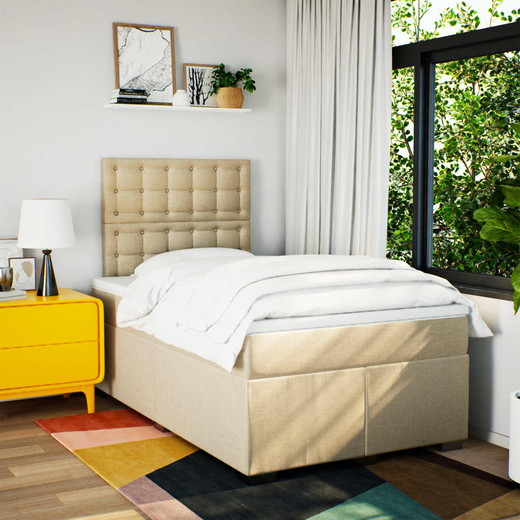 Krevet box spring s madracem krem 120 x 190 cm od tkanine