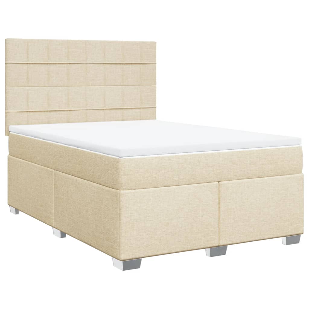 Krevet s oprugama i madracem krem 140 x 190 cm od tkanine