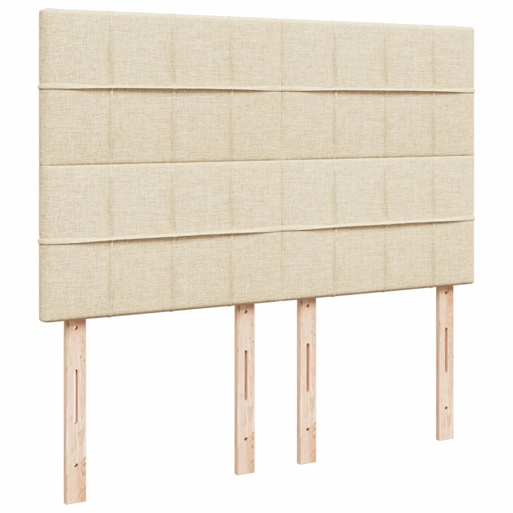 Krevet s oprugama i madracem krem 140 x 190 cm od tkanine