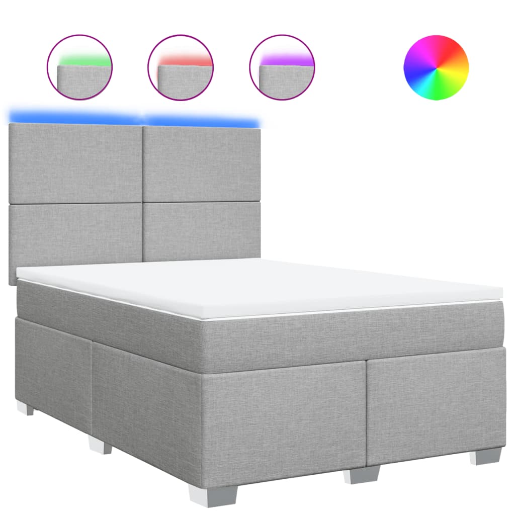 Krevet box spring s madracem svjetlosivi 140x200 cm od tkanine