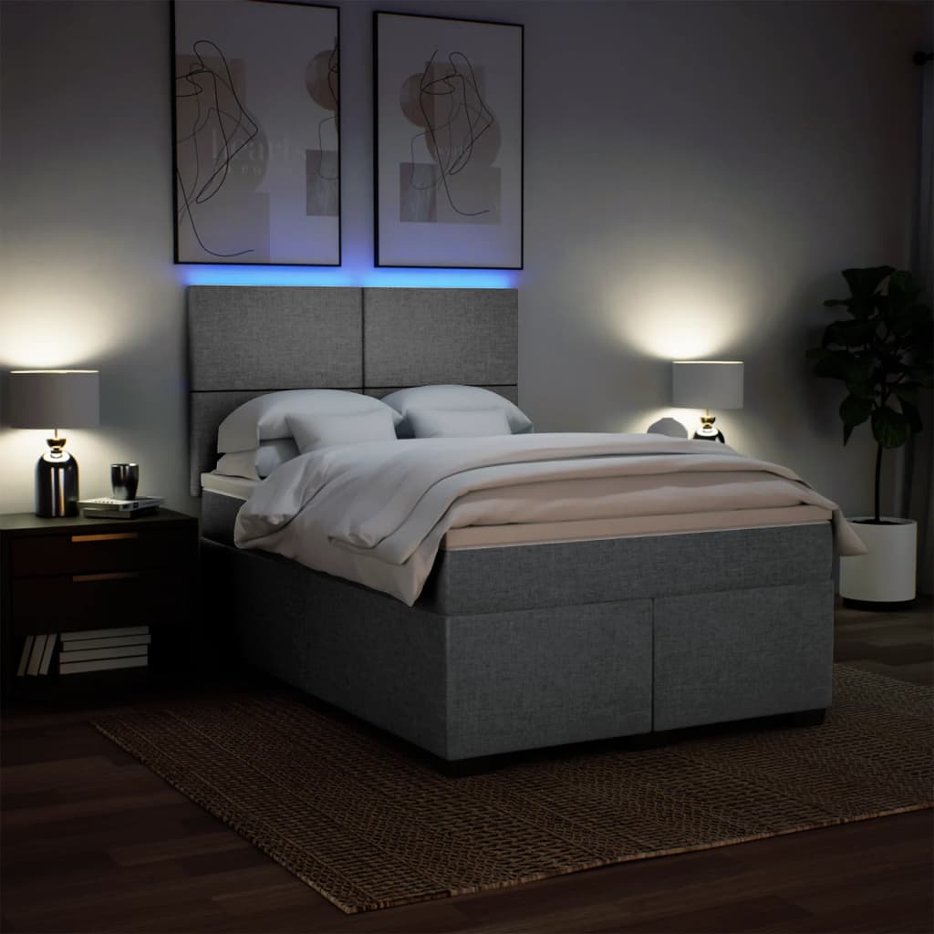 Krevet box spring s madracem svjetlosivi 140x200 cm od tkanine