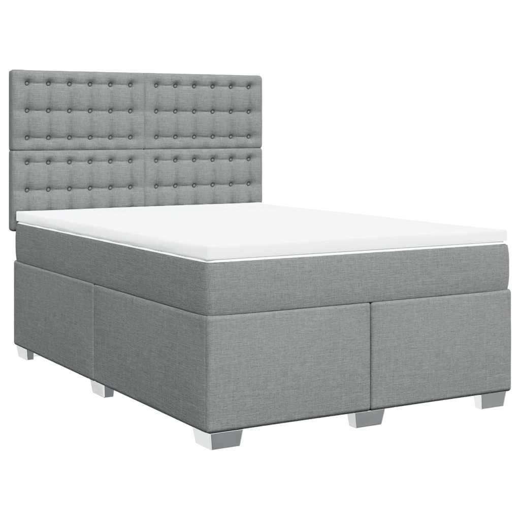 Krevet box spring s madracem svjetlosivi 140x200 cm od tkanine