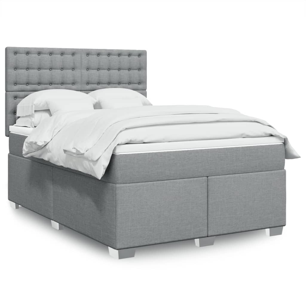 Krevet box spring s madracem svjetlosivi 140x200 cm od tkanine