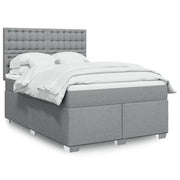 Krevet box spring s madracem svjetlosivi 140x200 cm od tkanine