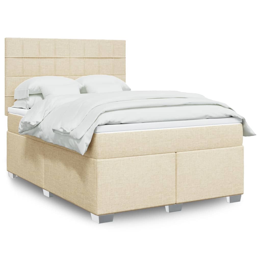 Krevet s oprugama i madracem krem 160x200 cm od tkanine